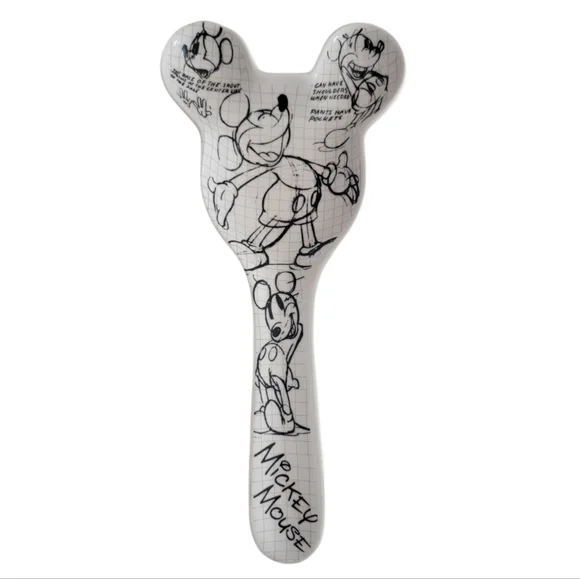 Disney Jerry Leigh Cartoon Handrawn Sketch Mickey Mouse Ceramic White Spoon Rest - Picture 2 of 6